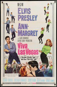 9z963 VIVA LAS VEGAS blue credit 1sh '64 many artwork images of Elvis Presley & sexy Ann-Margret!