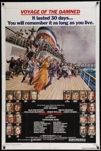 9z965 VOYAGE OF THE DAMNED 1sh '76 Faye Dunaway, Max Von Sydow, Richard Amsel art of cast!