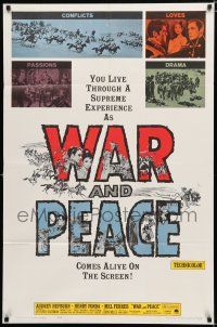 9z970 WAR & PEACE 1sh R63 art of Audrey Hepburn, Henry Fonda & Mel Ferrer, Leo Tolstoy epic!