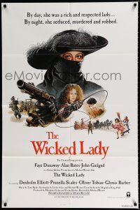 9z979 WICKED LADY int'l 1sh '83 Michael Winner, cool art of Faye Dunaway w/pistol and whip!