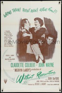 9z985 WITHOUT RESERVATIONS military 1sh R53 art of John Wayne & Claudette Colbert!