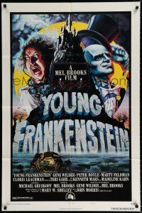 9z993 YOUNG FRANKENSTEIN style B 1sh '74 Mel Brooks, Alvin art of Wilder, Boyle & Feldman!