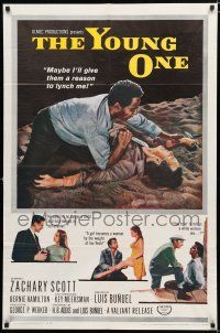 9z994 YOUNG ONE 1sh '61 Luis Bunuel vs Mexican racism, Zachary Scott, La Joven!