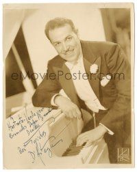 1a329 D'ARTEGA signed 8x10 publicity still '40s cool portrait in white tie & tails at piano!