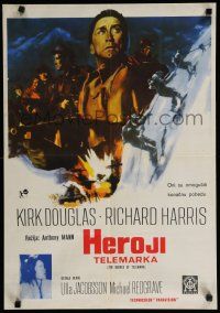 1c210 HEROES OF TELEMARK Yugoslavian 19x28 '66 Douglas & Harris stop Nazis from making atom bomb!