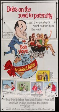 1f723 GLOBAL AFFAIR 3sh '64 wacky cartoon art of Bob Hope with sexy girls in baby carriage!