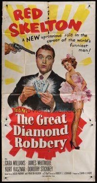 1f730 GREAT DIAMOND ROBBERY 3sh '53 artwork of Red Skelton with giant jewel & sexy Cara Williams!