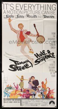 1f735 HALF A SIXPENCE 3sh '68 McGinnis art of Tommy Steele with banjo, from H.G. Wells novel!