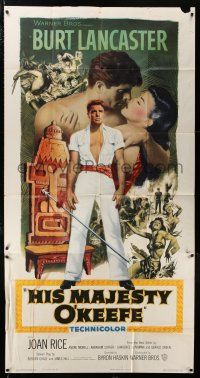 1f746 HIS MAJESTY O'KEEFE 3sh '54 artwork of Burt Lancaster & sexy Joan Rice in Fiji!