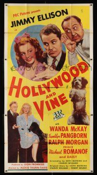 1f747 HOLLYWOOD & VINE 3sh '44 Jimmy Ellison loves Wanda McKay, Daisy the dog!