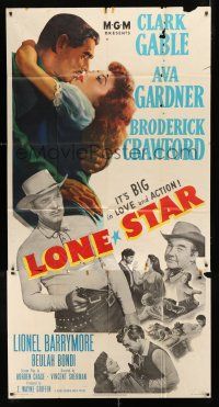 1f784 LONE STAR 3sh '51 Clark Gable with gun & close up kissing sexy Ava Gardner!