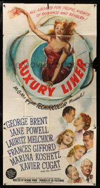 1f787 LUXURY LINER 3sh '48 artwork of sexy Jane Powell, tropical nights of romance & revelry!