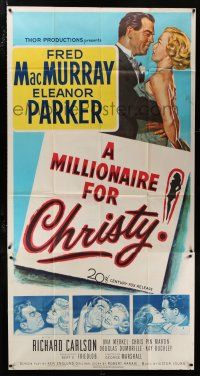 1f804 MILLIONAIRE FOR CHRISTY 3sh '51 art of Fred MacMurray embracing pretty Eleanor Parker!