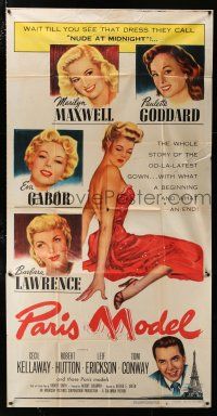 1f832 PARIS MODEL 3sh '53 sexy Marilyn Maxwell, Paulette Goddard, Gabor, nude at midnight models!