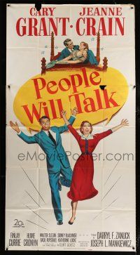 1f837 PEOPLE WILL TALK 3sh '51 great artwork of Cary Grant & pretty Jeanne Crain!