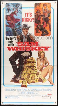 1f875 SAM WHISKEY 3sh '69 art of Burt Reynolds & sexy Angie Dickinson by huge pile of gold!