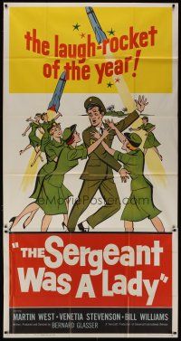 1f888 SERGEANT WAS A LADY 3sh '61 Martin West, wacky artwork of military women chasing after man!