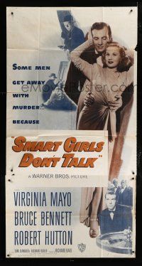 1f898 SMART GIRLS DON'T TALK 3sh '48 sexy Virginia Mayo, Bruce Bennett, crime & gambling art!