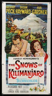 1f900 SNOWS OF KILIMANJARO 3sh '52 art of Gregory Peck, Susan Hayward & Ava Gardner in Africa!