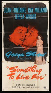 1f903 SOMETHING TO LIVE FOR 3sh '52 romantic art of Joan Fontaine, Ray Milland, Teresa Wright!