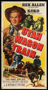 1f964 UTAH WAGON TRAIN 3sh '51 art of Arizona Cowboy Rex Allen & Koko Miracle Horse of the Movies!