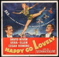 1f174 HAPPY GO LOVELY 6sh '51 art of David Niven, Vera-Ellen & Cesar Romero, rhythm & romance!