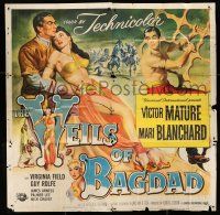 1f268 VEILS OF BAGDAD 6sh '53 art of Victor Mature & sexy harem girl Mari Blanchard!