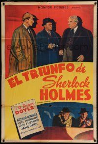 1f375 TRIUMPH OF SHERLOCK HOLMES Argentinean '40s art of Arthur Wontner as Sherlock Holmes!