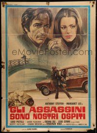 1f479 GLI ASSASSINI SONO NOSTRI OSPITI Italian 1p '74 cool crime art by Mario Piovano