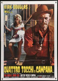 1f487 GUNFIGHT Italian 1p '71 completely different c/u of Kirk Douglas w/ gun & sexy Karen Black!