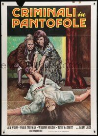 1f492 HOMEBODIES Italian 1p '77 different art of old ladies dragging dead body across the floor!