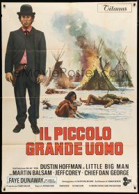 1f516 LITTLE BIG MAN Italian 1p '71 different art of Dustin Hoffman & Native Americans, Arthur Penn