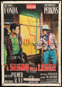 1f580 TIN STAR Italian 1p '58 different Nistri art of cowboys Henry Fonda & Anthony Perkins!