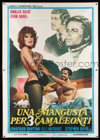 1f081 MIL MILLONES PARA UNA RUBIA Italian 2p '72 Piovano art of Jean Sorel & half-naked woman!