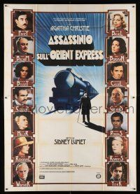 1f083 MURDER ON THE ORIENT EXPRESS Italian 2p '74 great different art of train & top cast!