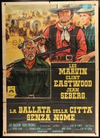 1f088 PAINT YOUR WAGON Italian 2p '70 different Colizzi art of Clint Eastwood, Marvin & Seberg!