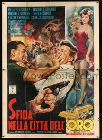 1f099 SFIDA NELLA CITTA DELL ORO style B Italian 2p '62 cool crime art by Carlantonio Longi!