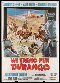 1f109 TRAIN FOR DURANGO Italian 2p '67 cool different spaghetti western art by DeSeta!