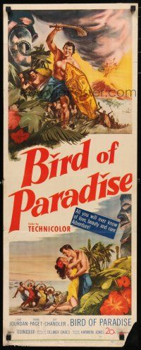 1j462 BIRD OF PARADISE insert '51 art of barechested Louis Jourdan & tropical sexy Debra Paget!