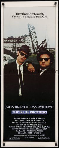 1j473 BLUES BROTHERS insert '80 John Belushi & Dan Aykroyd are on a mission from God!