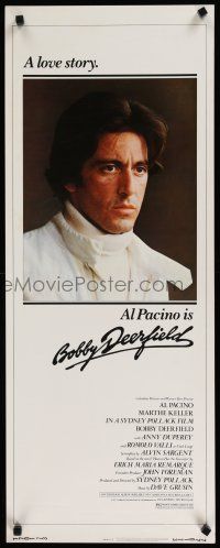 1j475 BOBBY DEERFIELD insert '77 c/u of F1 race car driver Al Pacino, directed by Sydney Pollack!