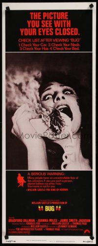 1j482 BUG insert '75 wild horror image of screaming girl on phone with flaming insect!