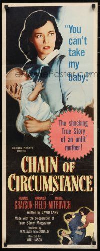 1j492 CHAIN OF CIRCUMSTANCE insert '51 Richard Grayson, Margaret Field, unfit to be a mother!