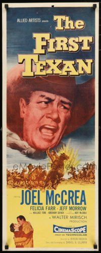 1j549 FIRST TEXAN insert '56 great close up image of cowboy Joel McCrea, plus Felicia Farr!