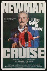 1k151 COLOR OF MONEY 1sh '86 Robert Tanenbaum art of Paul Newman & Tom Cruise playing pool!