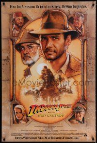 1k381 INDIANA JONES & THE LAST CRUSADE advance 1sh '89 art of Ford & Connery by Drew Struzan!