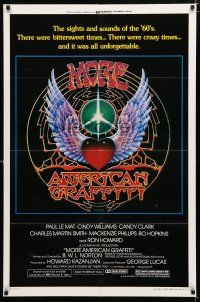 1k499 MORE AMERICAN GRAFFITI style A 1sh '79 cool psychedelic art, Ron Howard & Paul Le Mat!