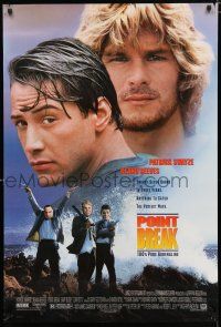 1k574 POINT BREAK DS 1sh '91 Keanu Reeves, Patrick Swayze in president masks, surfing