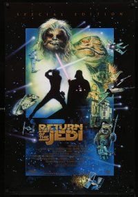 1k615 RETURN OF THE JEDI style D int'l DS 1sh R97 Drew art from George Lucas sci-fi classic!