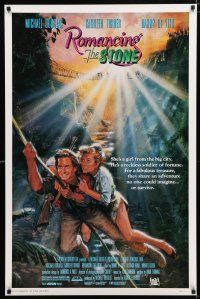 1k632 ROMANCING THE STONE 1sh '84 Robert Zemeckis, art of Michael Douglas & Kathleen Turner!